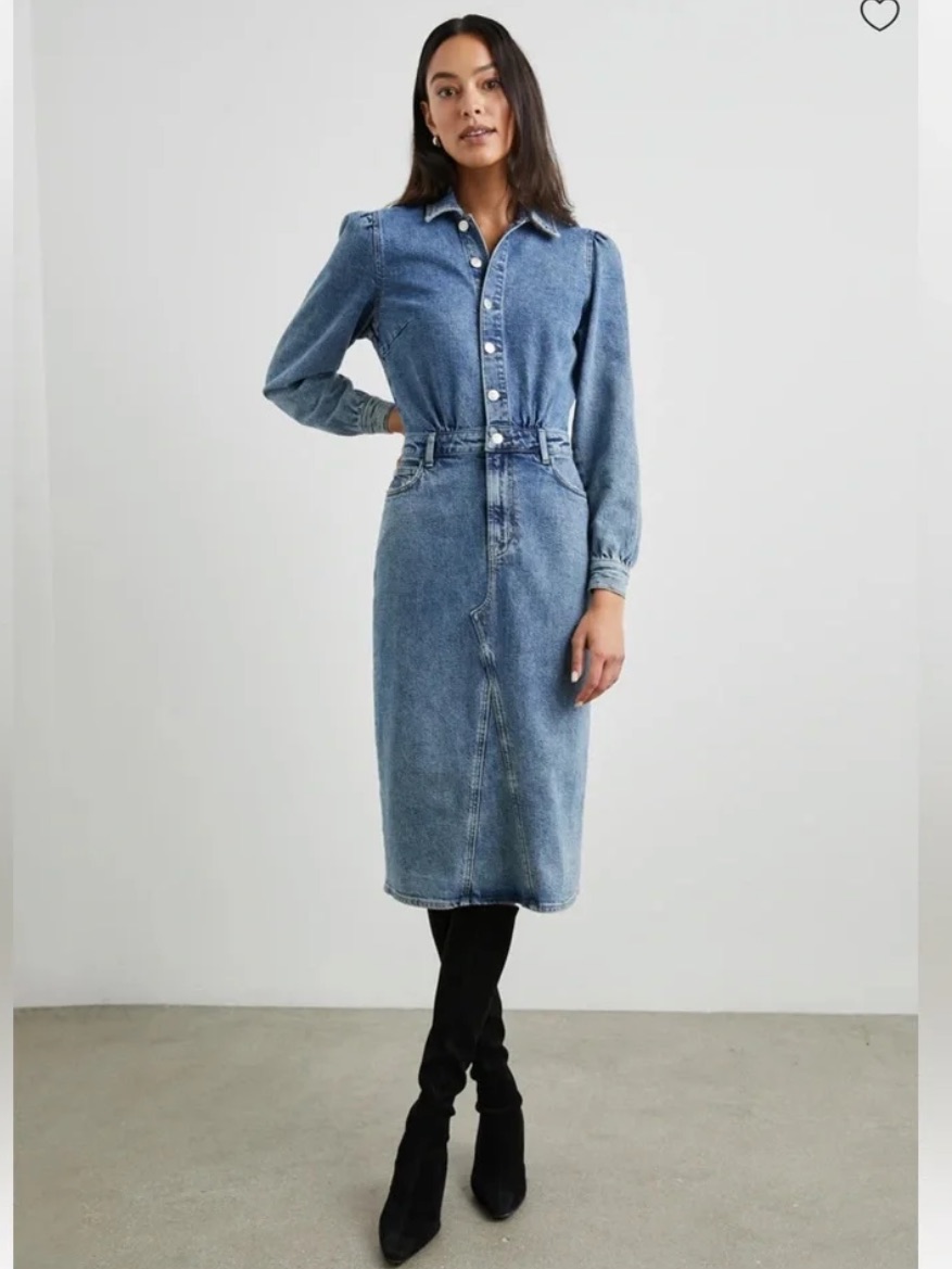 New Rails Beverly Long Sleeve Button-Front Midi Denim Shirt Dress. Size M. Nwot